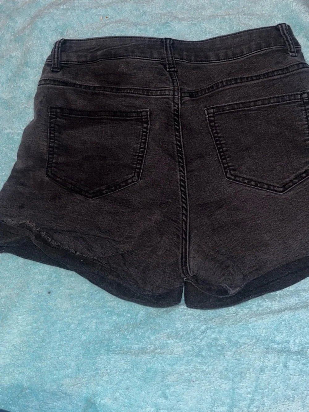 H&M Washed Black Denim High-Rise Shorts